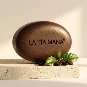 Barra de jabón artesanal antioxidante y exfoliante de café La Tía Mana