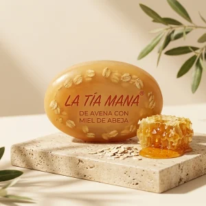 Barra de jabón artesanal de miel de abeja con avena La Tía Mana